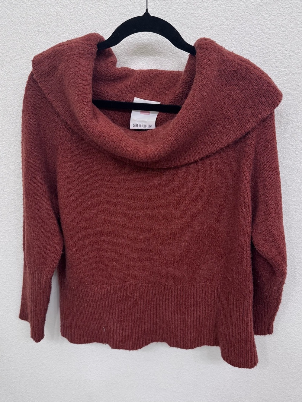 C/MEO Collective Rust-Red Cowl Neck Sweater